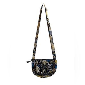 Vera Bradley Blue and Gold Floral Crossbody Bag. EUC